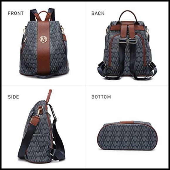 Vegan Leather Anti-Theft Backpack Set with Wristlet Multi-Pocket Travel Bag main image 7